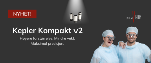 Kepler Kompakt ExamVision banner med tekst og grafiske elementer og bilde av en mann og en kvinne som er tannleger eller kirurger